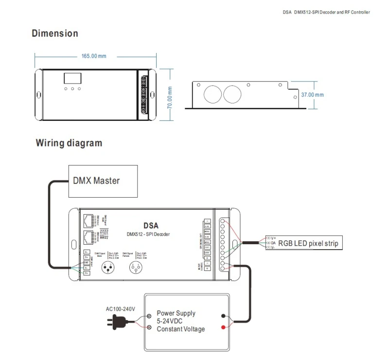 1024 горошек DMX512 SPI сигнальный преобразователь DSA DMX SPI singnal декодер совместим с WS2811, TM1804, TM1809, TM1812 управляющий IC, светодиодный точечный свет