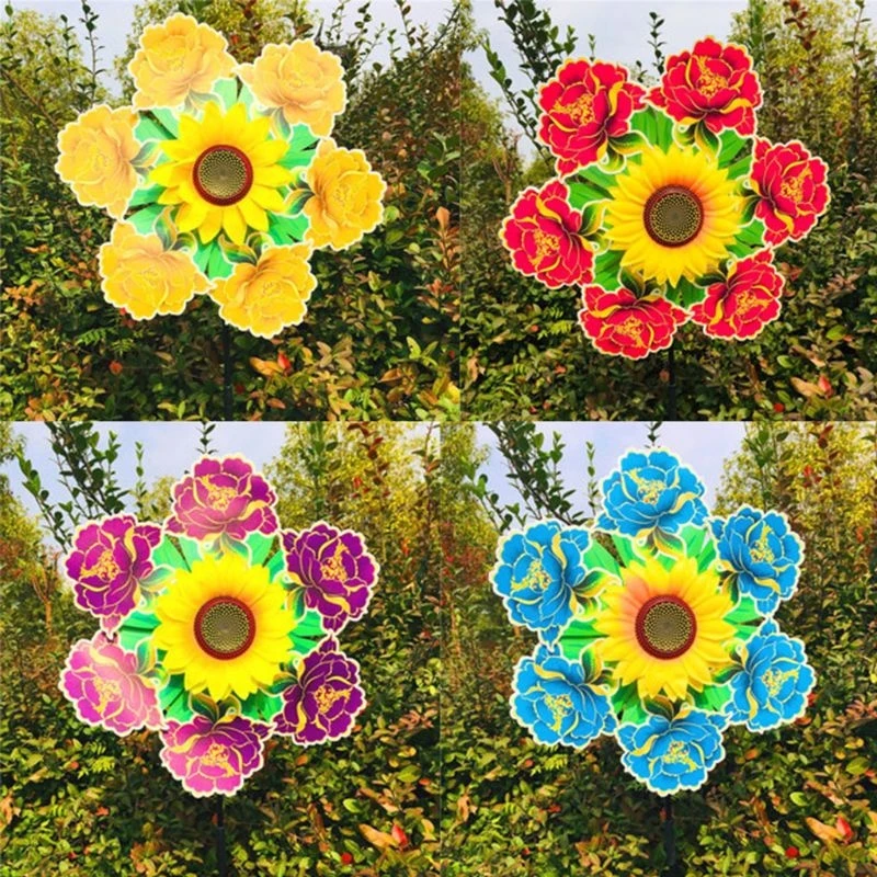 Ветер Spinner ветряная мельница в виде подсолнечника игрушки цветок Красочные