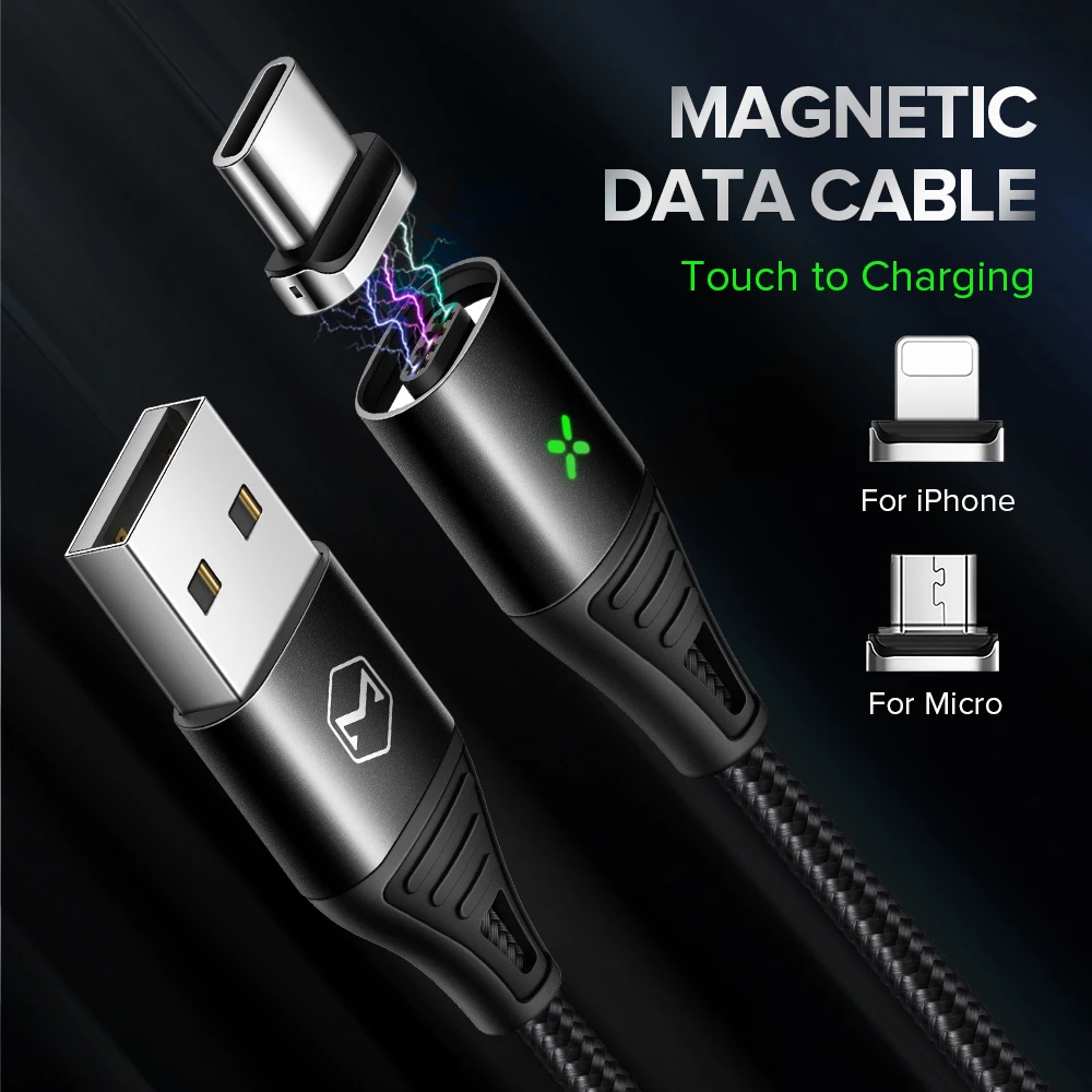 Магнитный кабель MCDODO 3A для быстрой зарядки iPhone XS X Samsung зарядное устройство Quick Charge