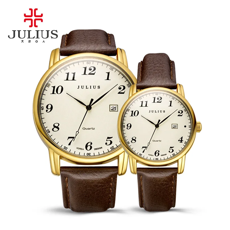 Юлий Для женщин часы топ модного бренда женский Gold Case календарь Дисплей