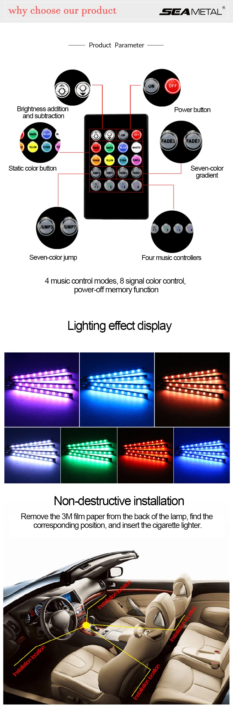 12 В Автомобильные светодиодные лампы rgb USB Авто Интерьер атмосферу декоративный светильник USB прикуриватель автомобиля атмосферные огни дистанционное управление