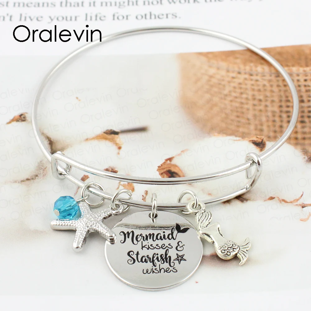 Русалка поцелуев и морская звезда пожелания выгравированы на заказ подвески