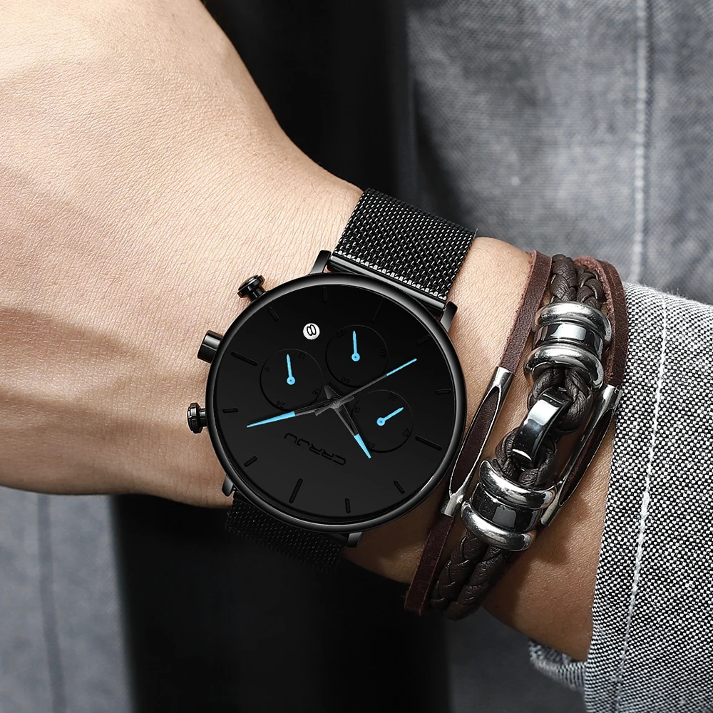 Мужские часы Лидирующий бренд CRRJU модные уникальные стильные роскошные