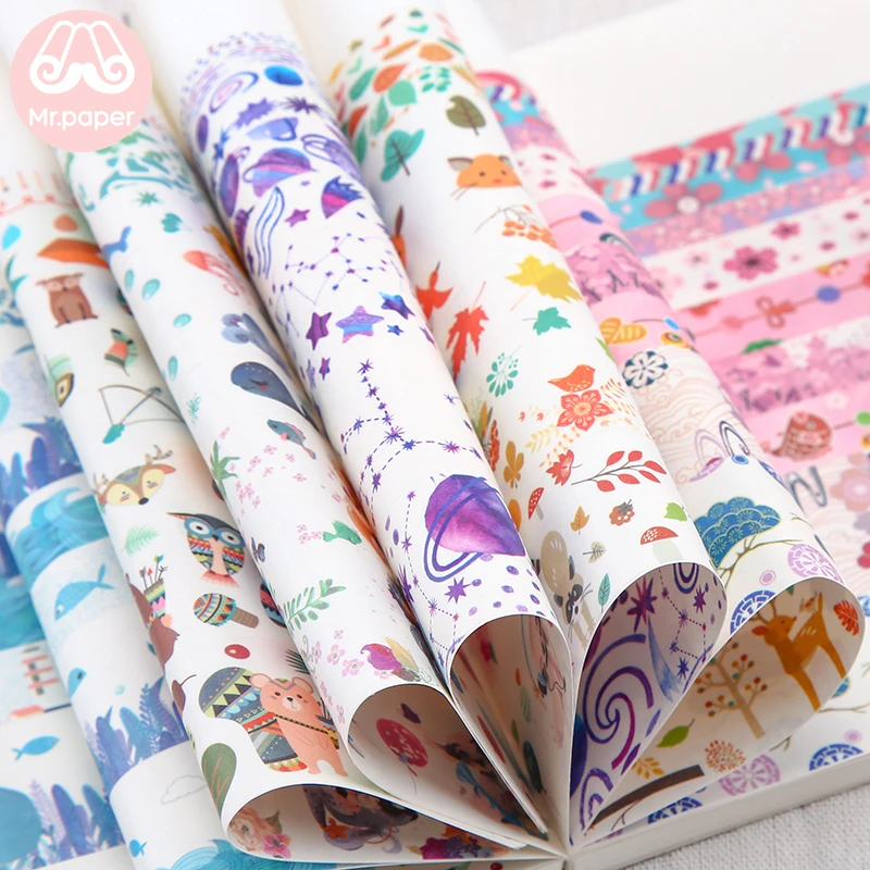 Mr paper 24 дизайна 10 шт./кор. милые Мультяшные животные васи ленты Скрапбукинг DIY деко креативные японские каваи маскирующие ленты