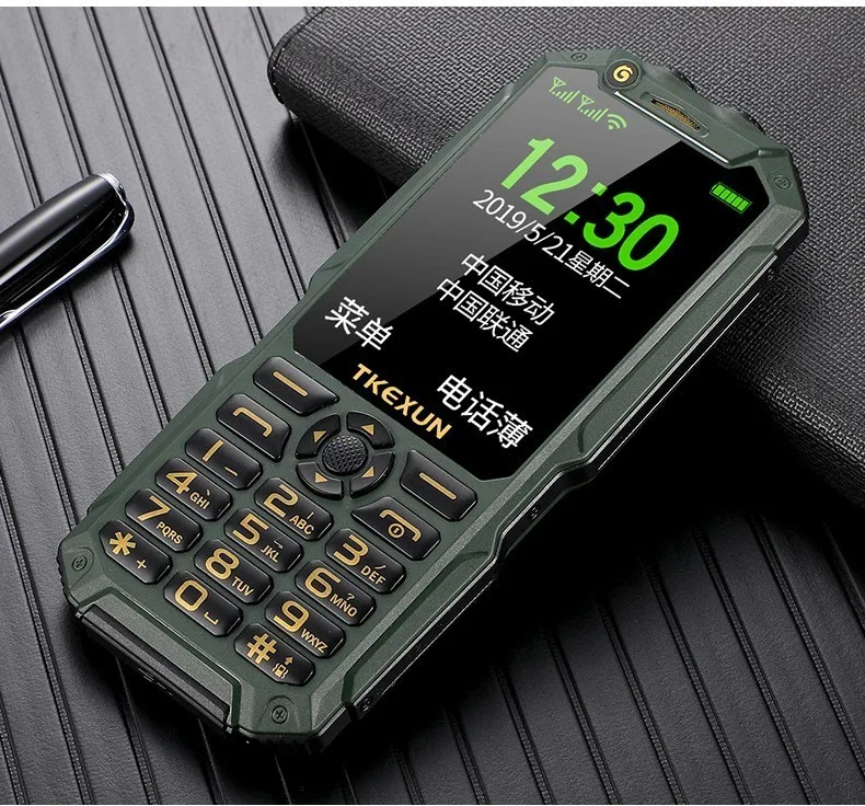 TKEXUN Q8A Push Button Mobile Phone 3.0" Power Bank WIFI Dual SIM Card MP3 Camera Senior Flashlight Big Speaker Cheap CellPhone