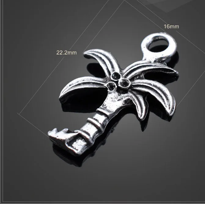 

Hot selling 10 Pieces/Lot 22.2mm*16mm Antique Silver Plated metal plam tree charm coconut tree charm pandent for jewelry making