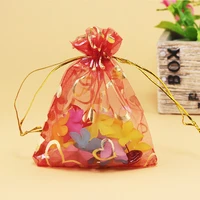 17x23cm 6 69x9 05 100pcs red heart christmas wedding gift candy bags organza drawstring bags jewelry cosmetic packing bags