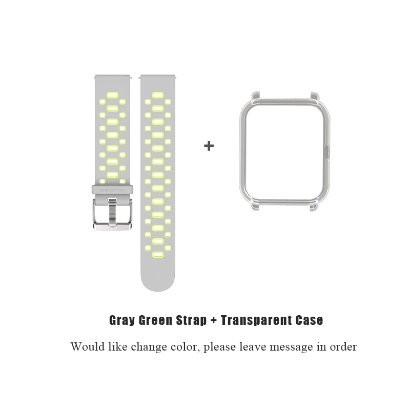 Gray Green Transpar 20 мм ремешок силиконовый ремешок для часов Xiaomi Huami Amazfit GTR Bip BIT спортивные Смарт-часы аксессуары смарт-браслеты - Цвет: Gray Green Transpar