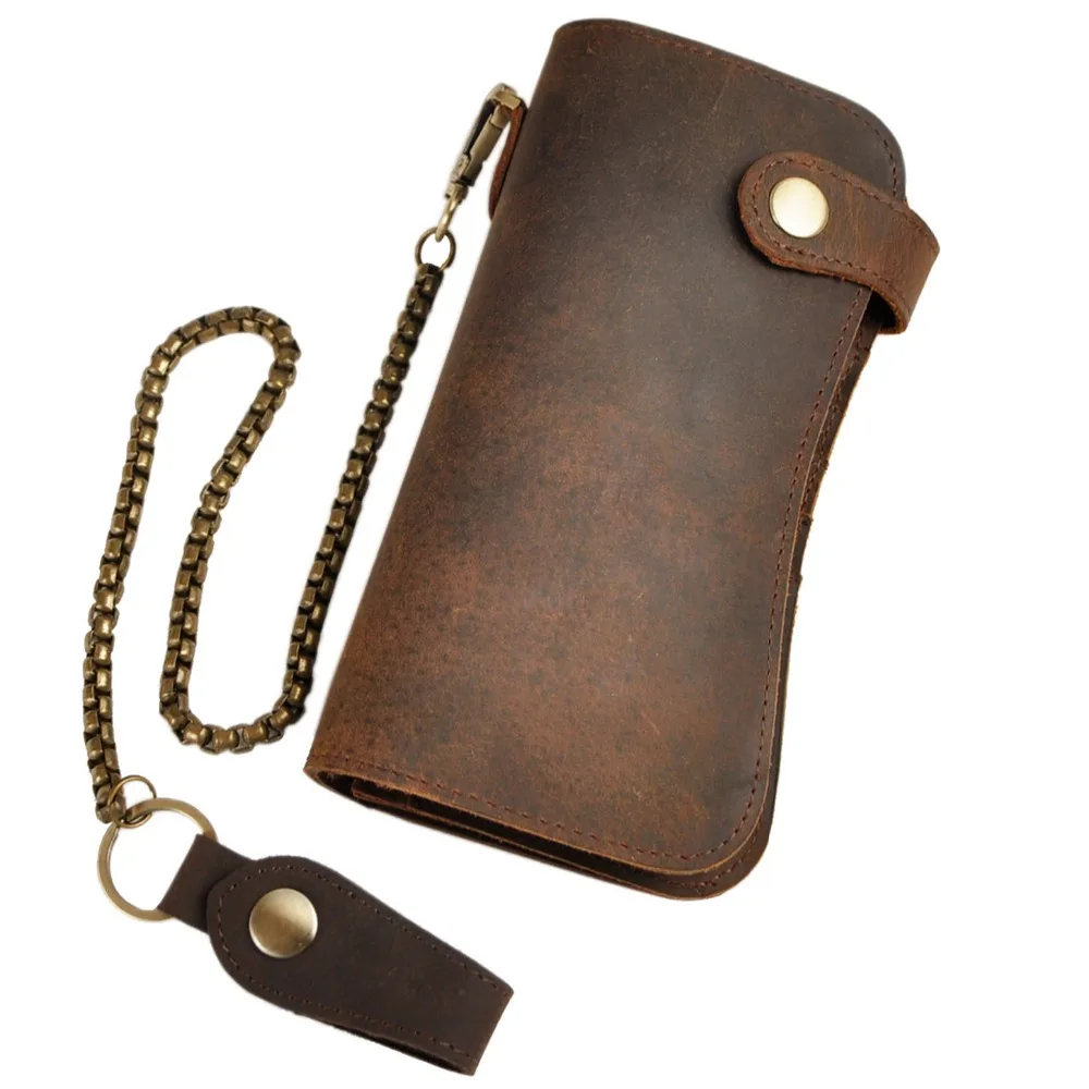 Мужской качественный кожаный кошелек Dargon Tiger Emboss Fashion Checkbook с железной цепочкой