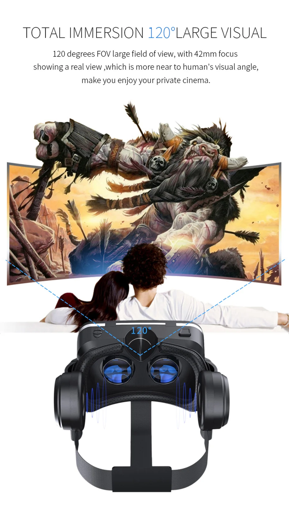 Shinecon 6,0 VR очки гарнитура Версия виртуальной реальности очки 3D очки гарнитура для шлема для 4,7-6,0 дюймового смартфона
