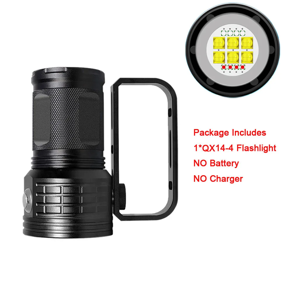 QX14-4 Дайвинг Фонарь Фонарик 18650 факел Подводные 80 м светодиодный накамерный свет лампа для видеосъемки L2 белый красные, синие светодиодный Подводное фото заполняющий свет - Испускаемый цвет: QX14-4