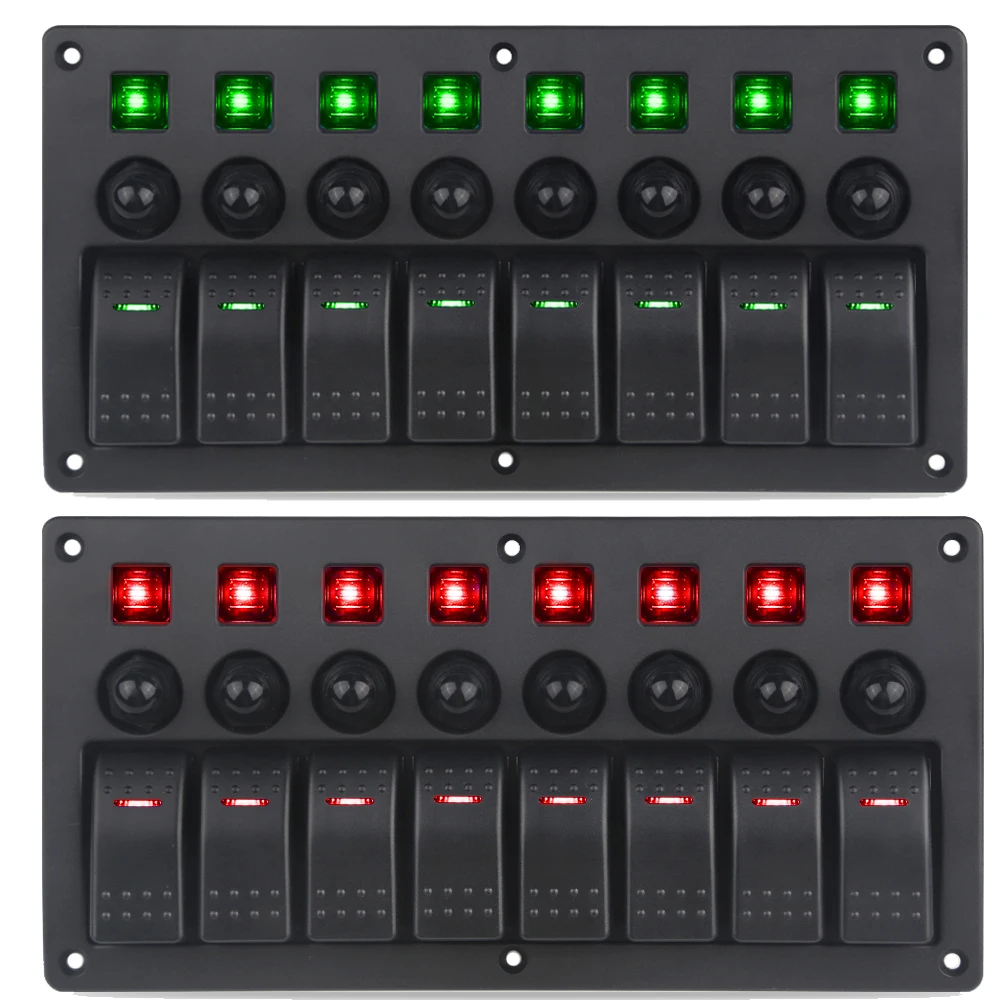 Водонепроницаемая 5-контактная панель переключателя для Jeep Switch Panel 8 Gang 12V 20A 24V 10A