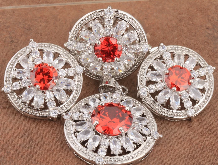 Комплект ювелирных изделий из колье серёг и подвески цвета красного вина|jewelry