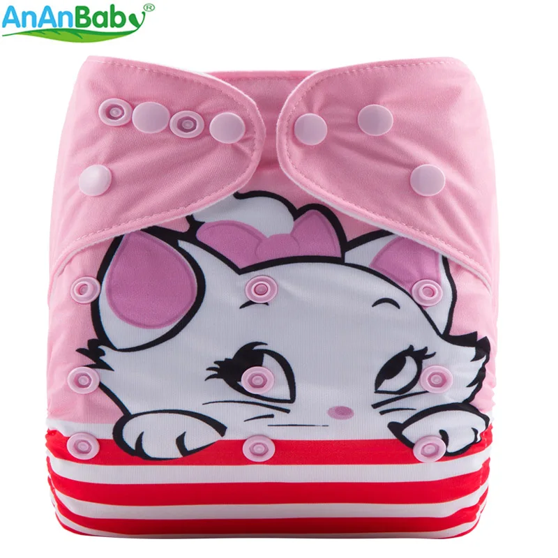 Ananbaby 2018 модный мультяшный детский моющийся многоразовый тканевый подгузник в