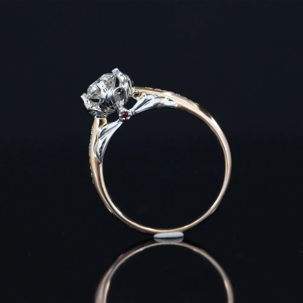 LASAMERO 0.537CT IJ/SI Round Cut Natural Diamond Ring For Women 18k White Gold 2 Tone Certified Engagement Wedding | Украшения и