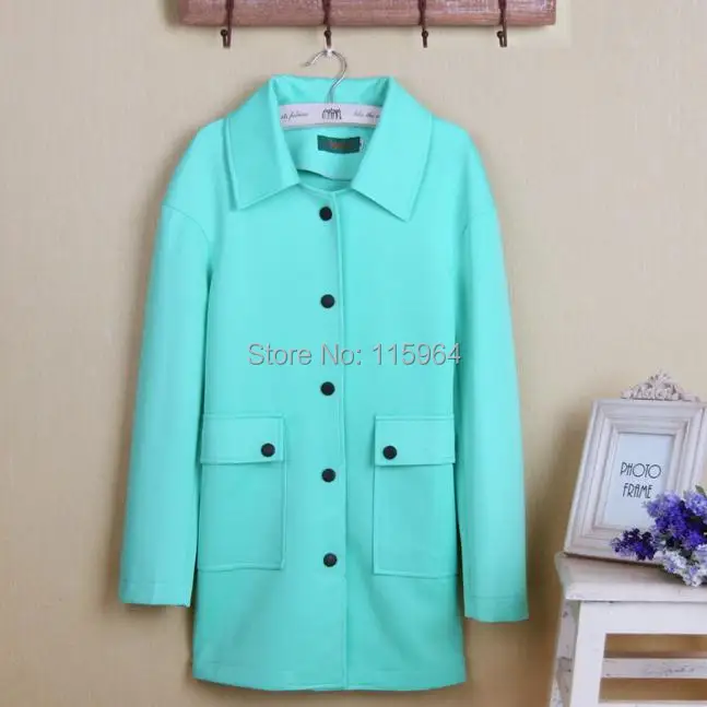 Новое поступление осенне зимний Хлопковый тренч женское бирюзовое Свободное