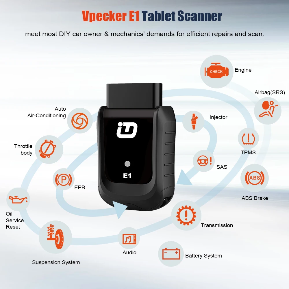 Vpecker E1 OBD2 сканер Wifi полная система автомобильный диагностический инструмент ABS SRS - Фото №1