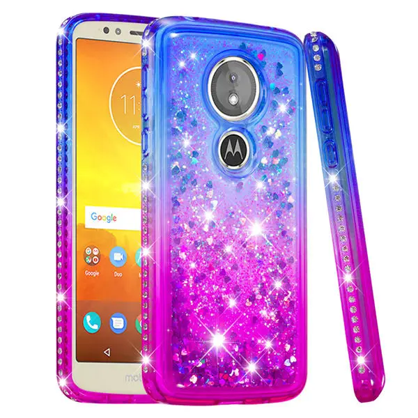 Алмазный Блестящий силиконовый чехол для Motorola Moto E5/E5 Plus, жидкий зыбучий песок, блестящий плавающий чехол для Moto E5 Plus E5 - Цвет: Синий