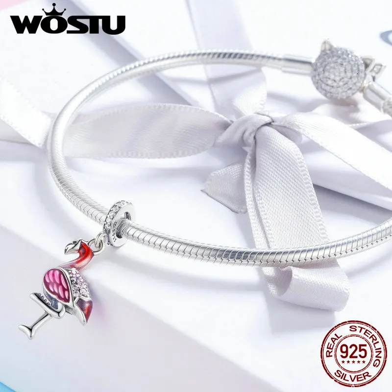 Подвеска-Фламинго из серебра 100% пробы с эмалью | Украшения и аксессуары