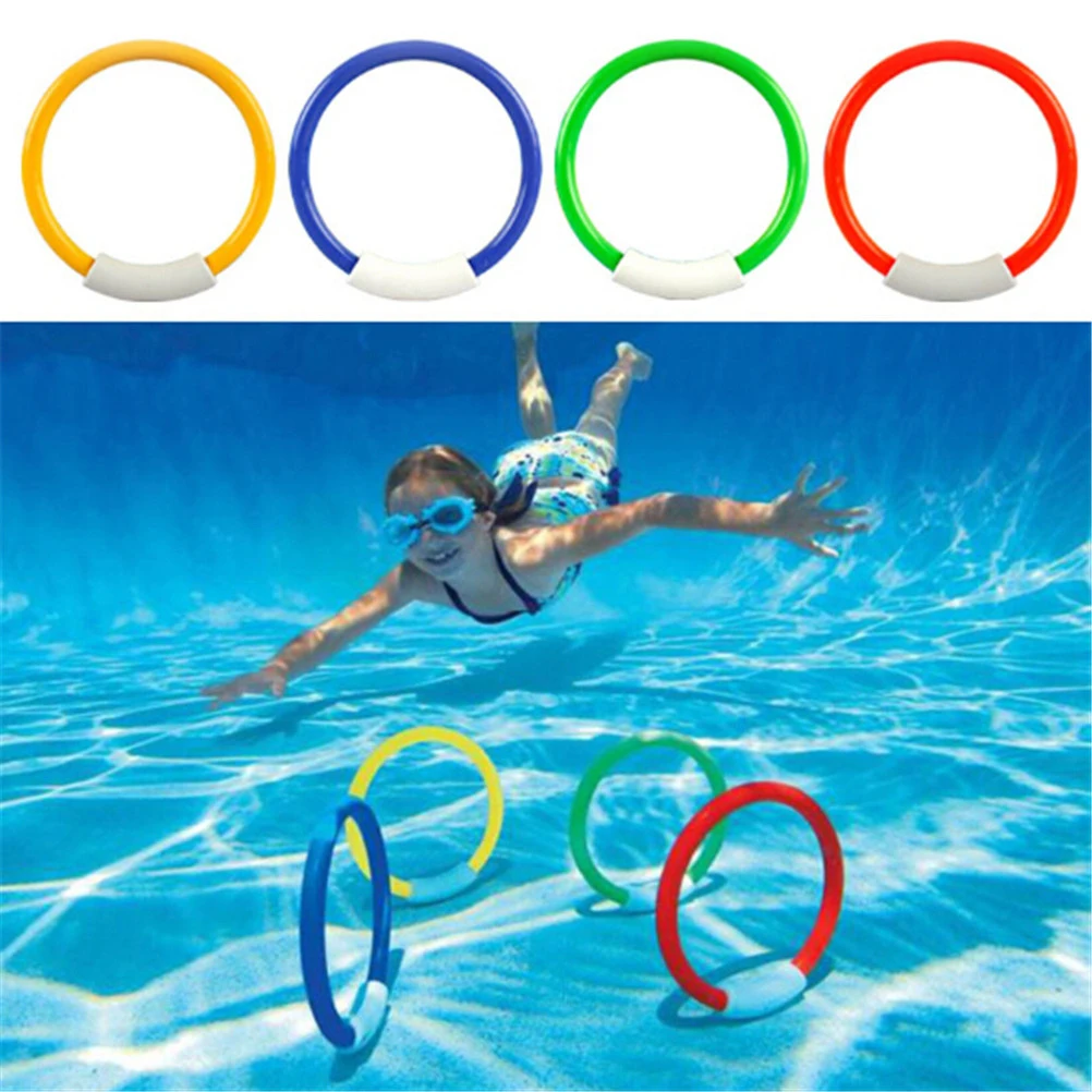 

4 Pcs/Pack Child Kid Diving Ring Water Toys Underwater Swimming Pool Accessories Diving Buoys Four Loaded Throwing Toys