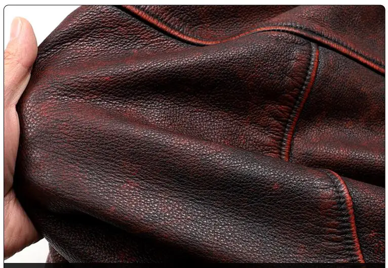 Винтажная коричневая мужская кожаная куртка пилота размера плюс XXXXXL из натуральной толстой воловьей кожи весеннее кожаное пальто Авиатор