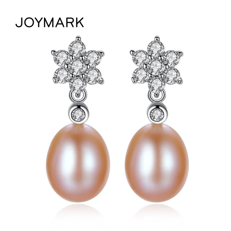

Zircon Flower S925 Sterling Silver Drop Pearl Stud Earrings For Bridesmaid Girls Women Fine Jewelry Aretes JPSE043