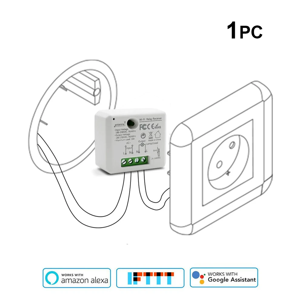White 1pc Wi-Fi умная розетка переключатель модуль 110 240 В 2500 Вт управление Лер таймер переключатель Голосовое управление Поддержка Alexa Google IFTTT приложение Smart Life - Цвет: White 1pc