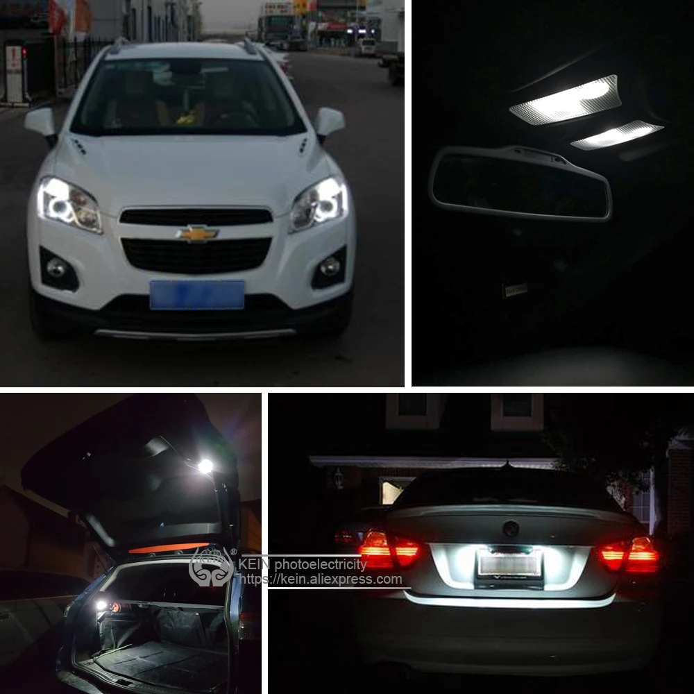 KEIN 100PCS t10 w5w led bulbs Ceramic 3smd 3020 T10 car auto 168 194 Side Wedge Reading License Plate Light lamp vehicle 12V | Автомобили
