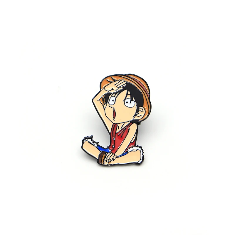 Мультяшная аниме броши Luffy эмалированная булавка для мальчиков лацкана
