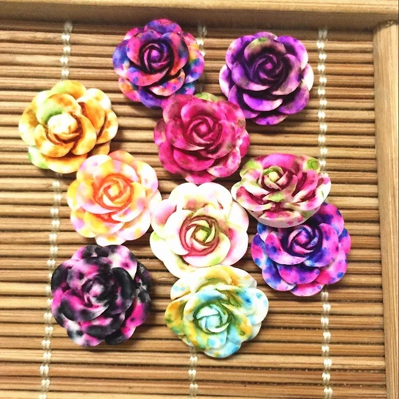 

50pcs Resin Rose Flower flatback Appliques For phone wedding crafts MIX