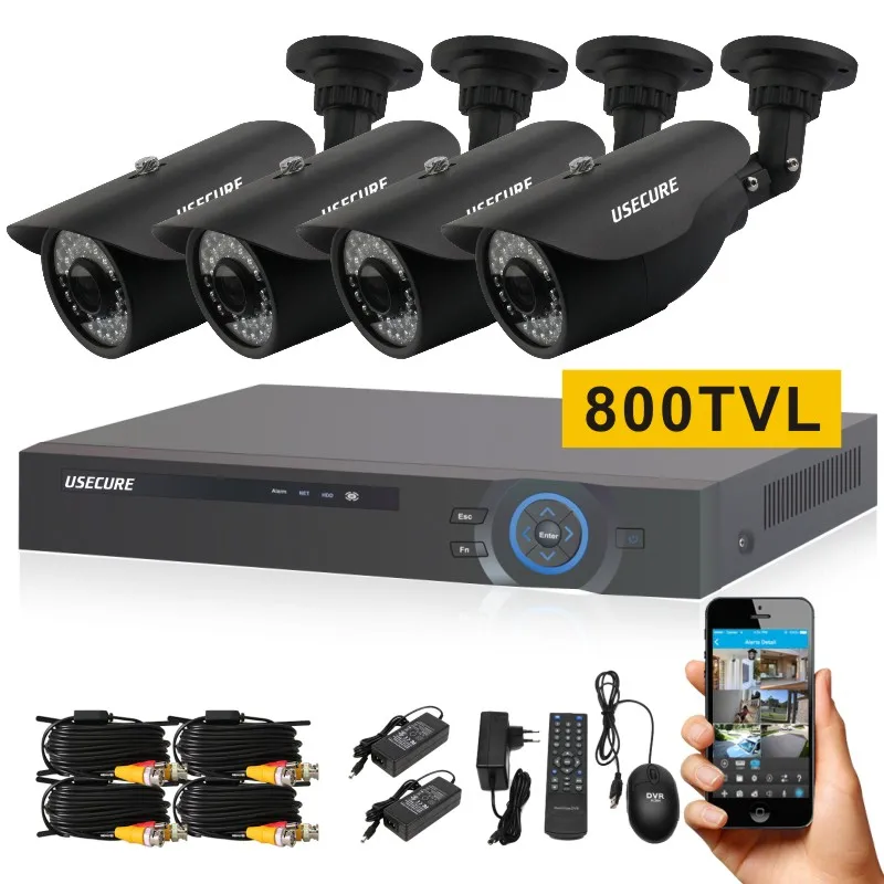 Usecure 8 два-канальный DVR NVR домашней безопасности камеры системы с 4 шт. 800TVL Warterproof
