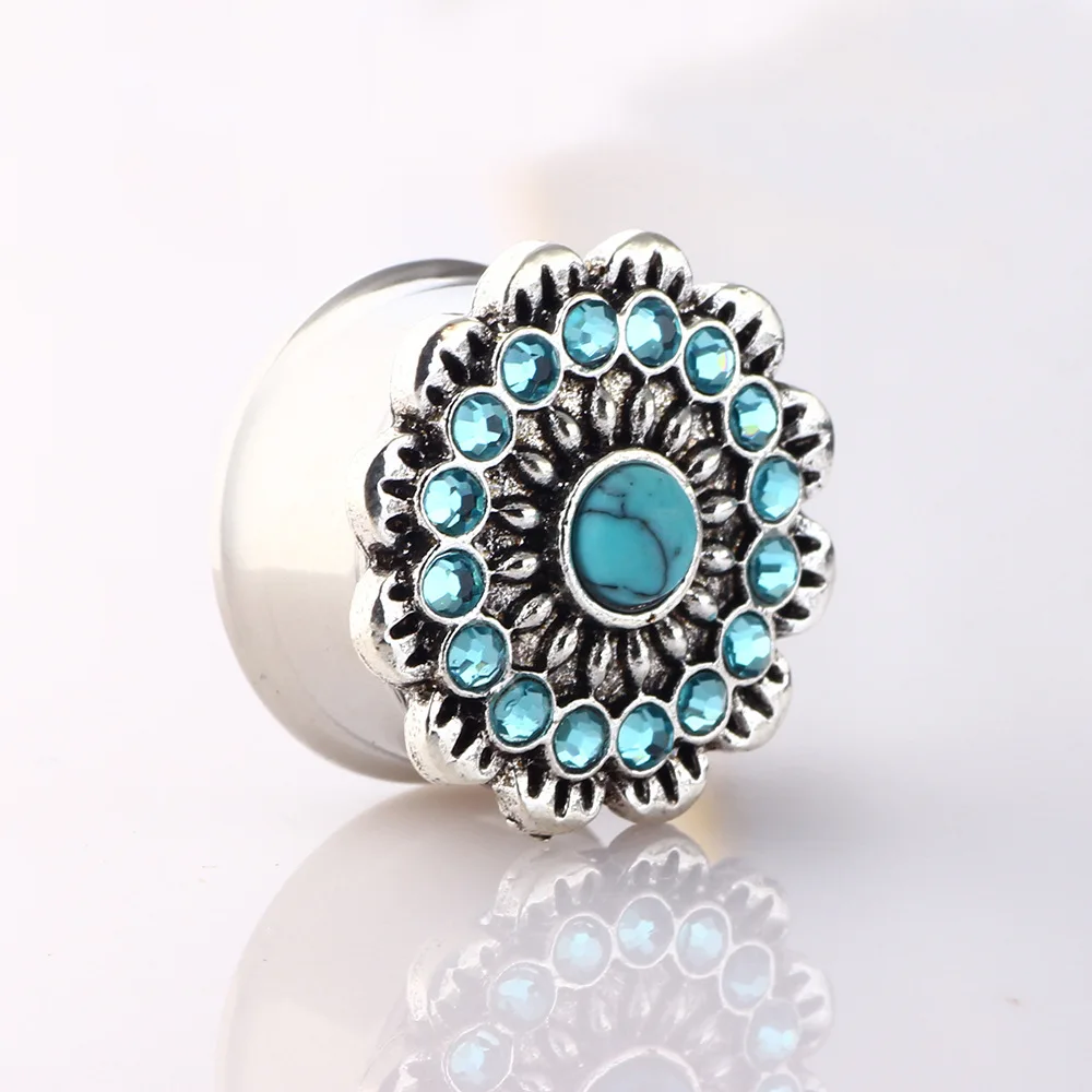 2 шт. из нержавеющей стали Синий Кристалл Камень Серьги Для Пирсинга пробки