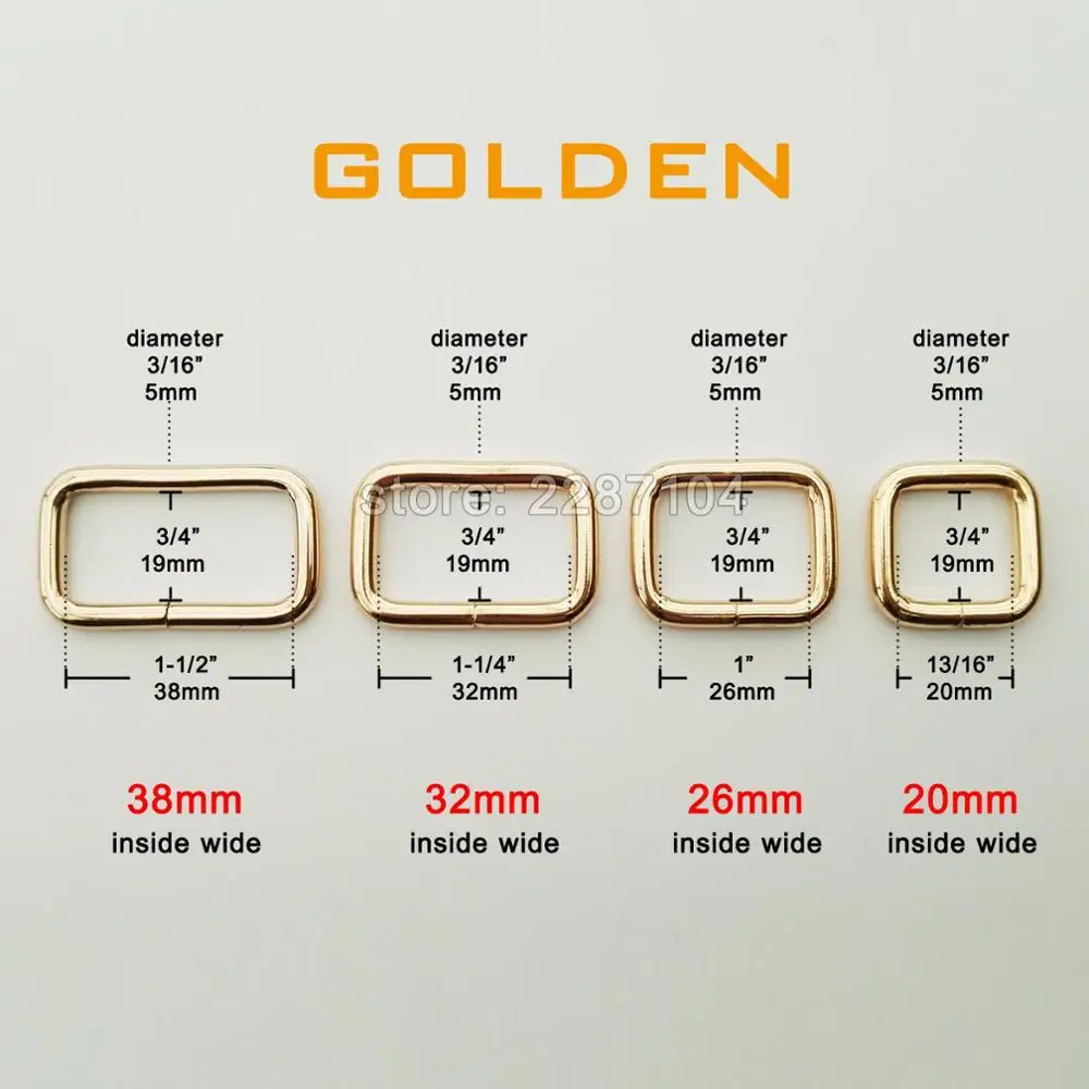 golden 2 шт металлическая прочная сумка кошелек ремень веб прямоугольная квадратная петля D кольцо Пряжка Застежка Кожа ремесло ремонт сделай сам - Цвет: golden