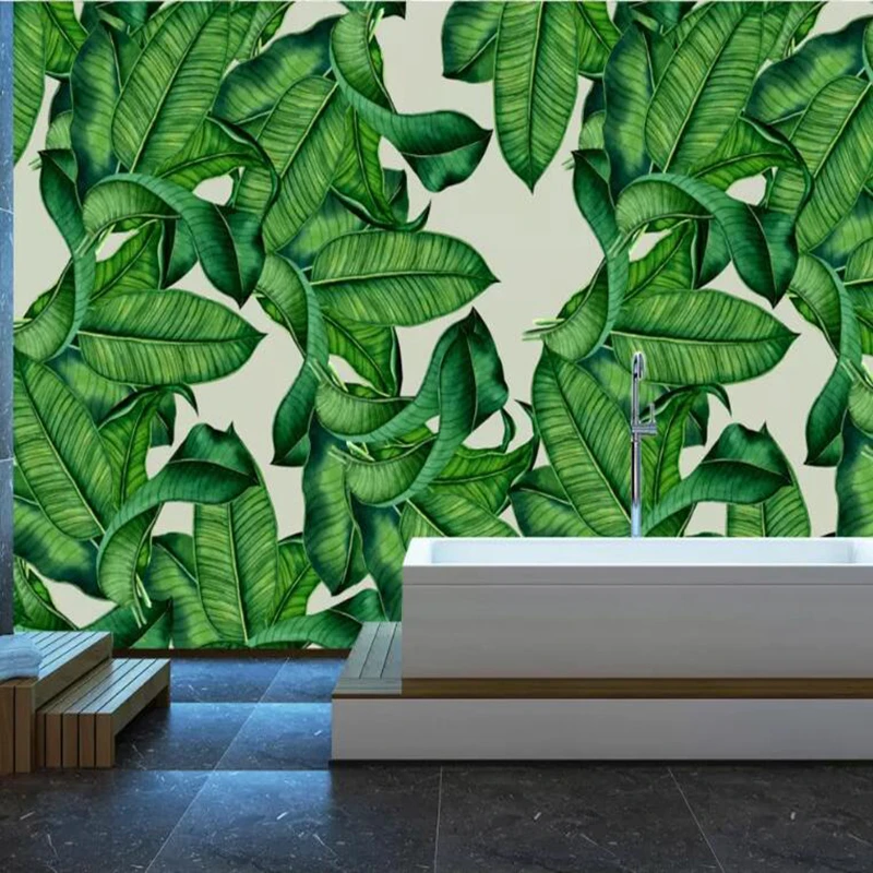 

Wall Mural Wallpaper 3D Photo Wallpaper Bedroom Living Room Hotel Green Leaf 3D Wall Mural Wallpaper Vintage Decorative Desktop