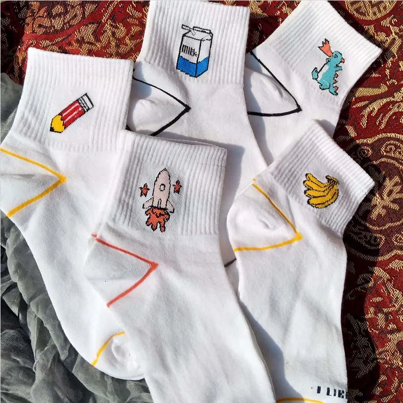 Женские носки с мультяшным принтом милые модные повседневные бананами женские