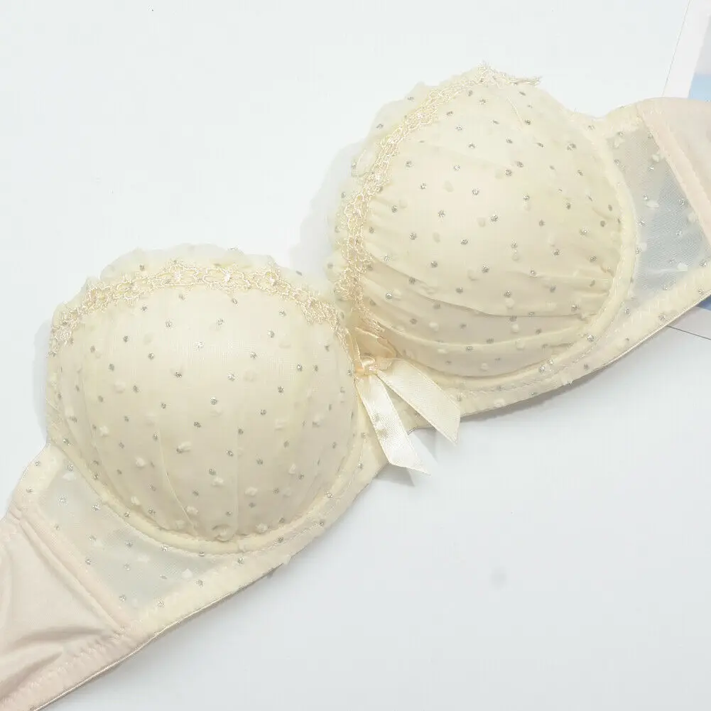 Комплект женского нижнего белья с чашками пуш ап в горошек|Комплекты белья| |