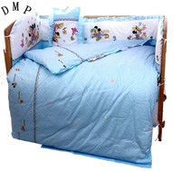 promotion 7pcs cartoon baby bedding set health cotton bumper baby cot sets baby bed bumper bumperduvetmatresspillow