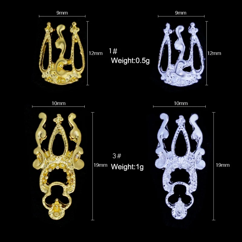 Популярные золотые и серебряные украшения для ногтей из 3d сплава металлические