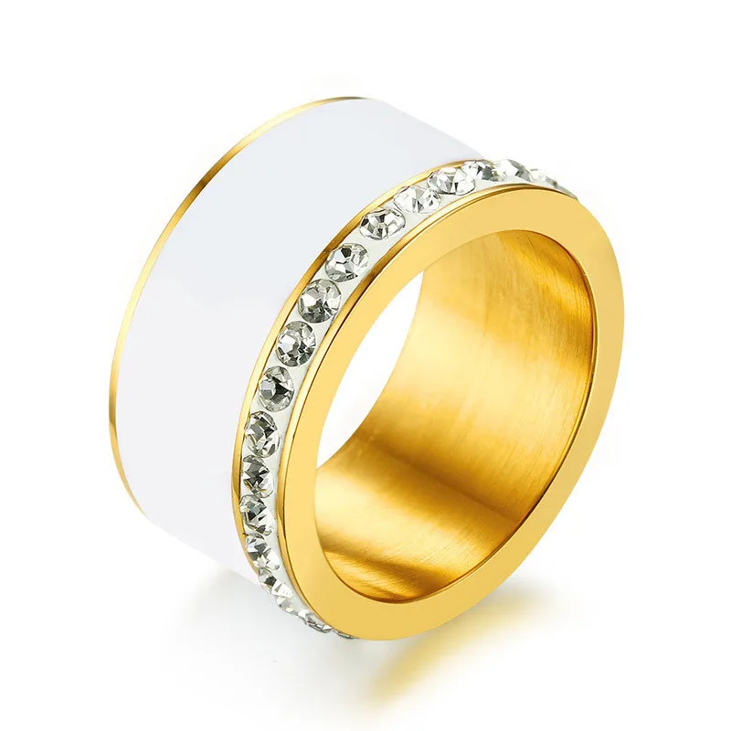 Женское кольцо из нержавеющей стали под розовое золото с фианитами|chunky rings|rings for