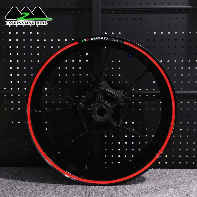 Red 05 Применимый для поездок на мотоцикле Ducati 696/821/848/899/1199/1299 в байкерском стиле из водонепроницаемого материала Светоотражающие стикеры установка персонализированные 17 дюймовые колеса - Цвет: Red 05