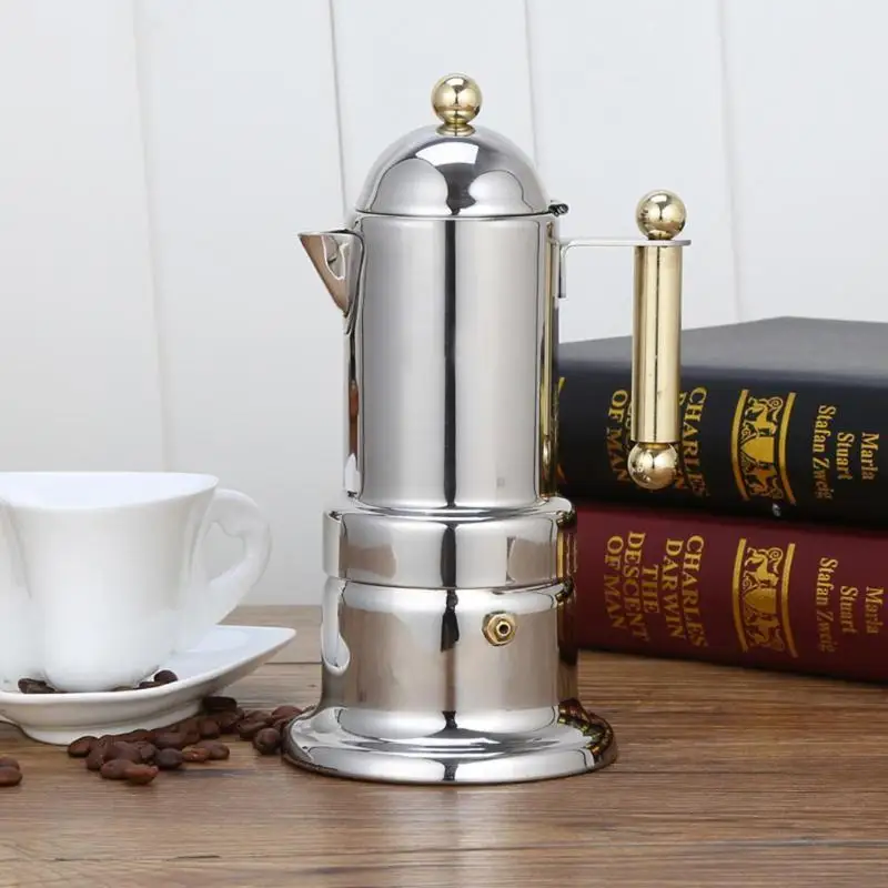 200 мл кофейник из нержавеющей стали Moka, Кофеварка, чайник, плита мокко, фильтр, Перколятор, кофейник, Перколятор, горшок