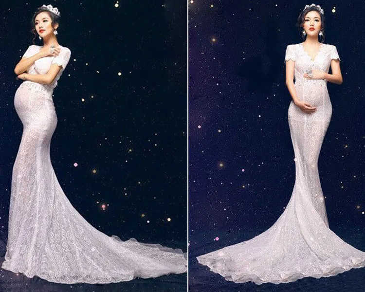 Matenity платье макси фотосессия королевская фотография беременной женщины королева кружевное платье для беременных фотография Реквизит кружевные платья Y663