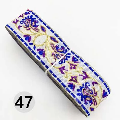 47 7 м/лот, тканая жаккардовая лента шириной 3,3 см, отделка геометрическим тотемным узором для штор и аксессуаров одежды, кружевная ткань HB188 - Цвет: 47