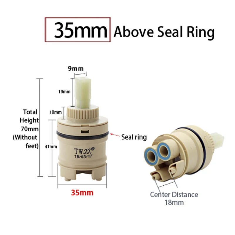 35mm Above Seal Ring Кран смесительный высокий Золотниковый клапан 35 мм/40 мм керамический картридж кран картридж смеситель для кухни ванна раковина смеситель для душа аксессуары - Цвет: 35mm Above Seal Ring