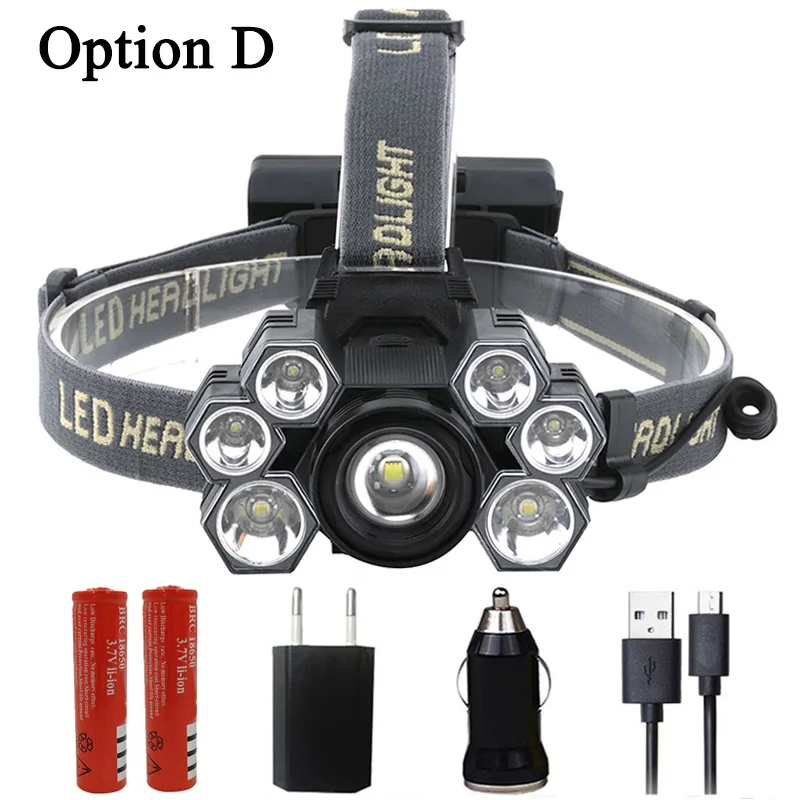 Option D Z20 Litwod 4101 7 светодиодные фары 3* XML T6+ 4* XPE Led головной светильник с переменным фокусным расстоянием головная лампа вспышка светильник головной светильник фонарь светодиодный налобный фонарь для кемпинга - Испускаемый цвет: Option D
