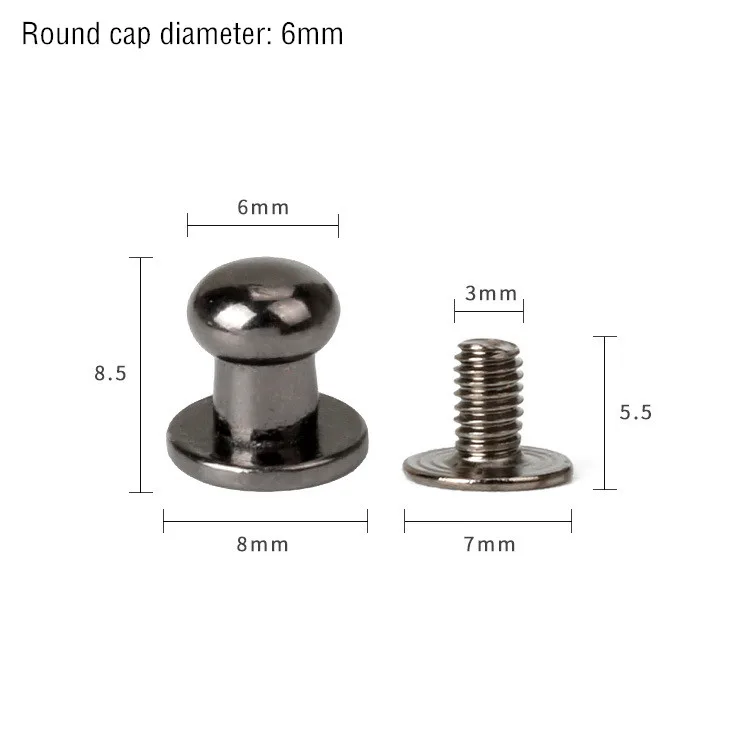 Black Monk Head 6mm 30 комплектов ручка из металлического сплава, винтовые заклепки, шпильки, поделки своими руками, кожаный ремешок для часов, круглая голова монаха, заклепки, шипы, декоративные пряжки для ногтей - Цвет: Black Monk Head 6mm