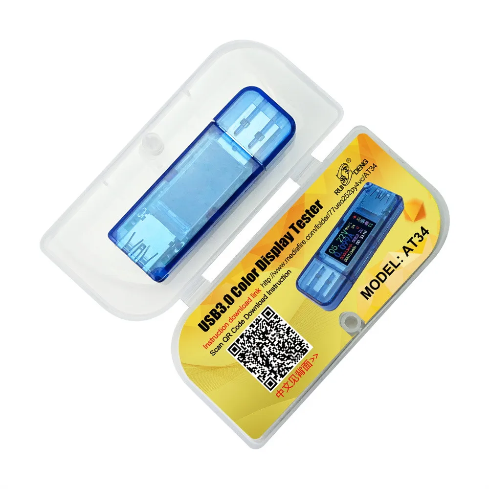AT34 USB3.0 IPS HD цветной экран USB тестер напряжение тока Емкость Энергия Мощность