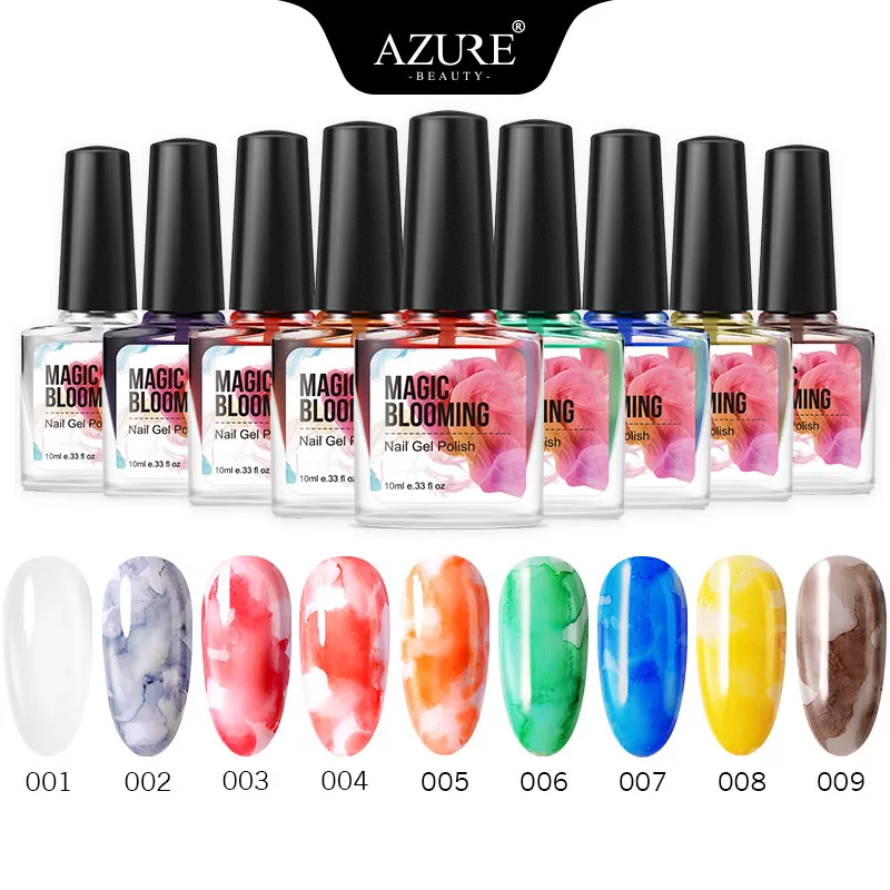 9pcs kit Azure beauty, 9 шт./лот, волшебный Цветущий гель для ногтей, сделай сам, цветущий эффект, цветочный Гель-лак, отмачиваемый, УФ-клей для ногтей, Гель-лак - Цвет: 9pcs kit