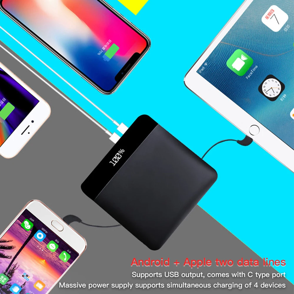 Внешний аккумулятор 20000 мАч power Bank повербанк для iphone Pad зарядка тип-c мобильный с CE