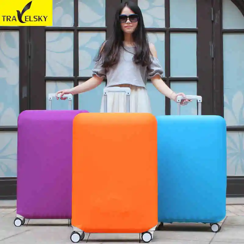 

Travelsky 2019 однотонный чехол для багажа 1 шт. износостойкий Эластичный Защитный чехол для 20-32 дюйма Чехлы для багажа Бесплатная доставка